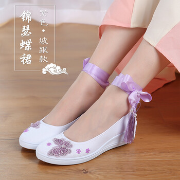 十奕(shiyi) 汉服鞋 汉服鞋子女古风搭配古装高跟单鞋淡雅古代汉名族