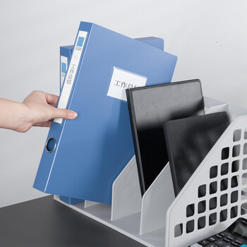 得力(deli)10只35mmA4塑料文件盒 加厚档案盒考试试卷收纳财会用品33149蓝色