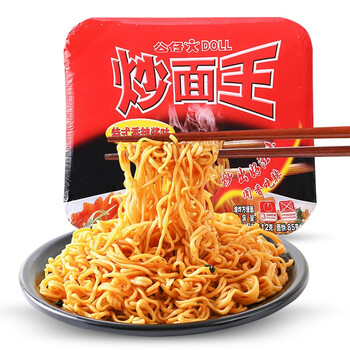 【整箱12碗】公仔炒面王112g-特式香辣味 方便面休闲零食干吃面小吃