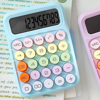 三年二班 多巴胺计算器学生用彩色可爱机械按键计算机器办公室用高颜值财务会计商用 粉色款