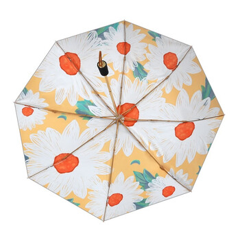 美度（MAYDU）轻奢复古插画风雨伞 双层银胶防紫外线 晴雨伞 三折M3105绽放*3把