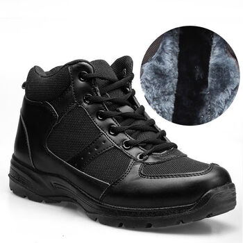 冬季加厚保暖作训鞋加绒黑色高帮男消防鞋胶鞋跑步鞋军训解放棉鞋07