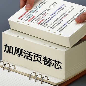 嘉然恒 活页本替换内芯活页纸笔记本本子横线加厚替芯A5/6孔内芯80张/本 A5含月计划升级款横线内芯1本