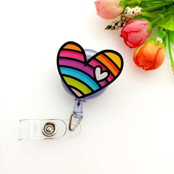 护士胸牌卡通证件伸缩扣易拉扣挂绳胸卡厂牌卡套夹子工作牌别针式彩心