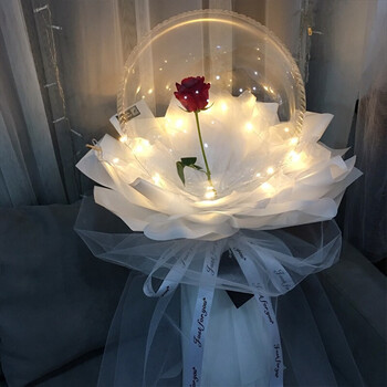 钰尚鲜花太空玫瑰波波球玫瑰花束太空波波气球玫瑰花束全国同城花店小