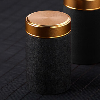 逸居客（YIJUKE）黑陶茶叶罐便携铝合金小茶罐旅行茶叶罐装茶储存罐分装盒