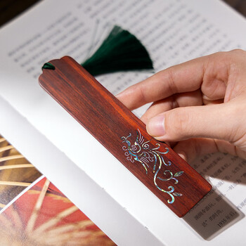 張小鳳书签中国风古风创意礼物 毛笔文房四宝书房摆件紫光檀小叶紫檀木质书签 凤之灵小叶紫檀款