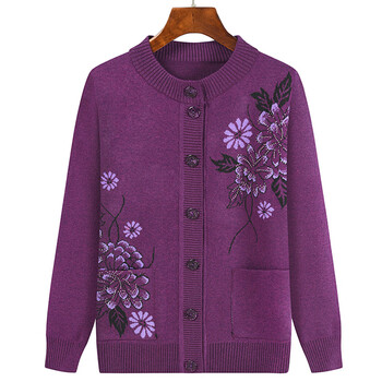 大唐喜乐牛奶奶毛衣女复古针织衫上衣中老年人春秋开衫外套妈妈装老