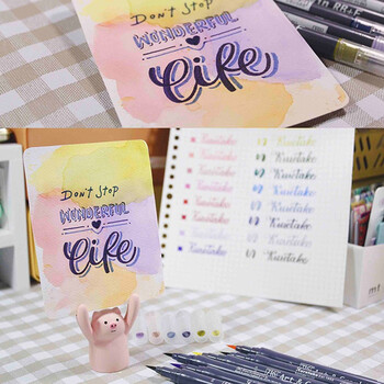 吴竹（KURETAKE）进口ZIG双头水彩软毛笔黎明灰软毛硬笔两用单支装TUT-95-081水彩笔