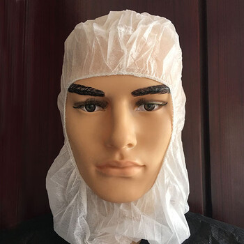 性无纺布头套太空帽厂防掉发卡丁车橡筋防护头 白色平顶20克料/一个