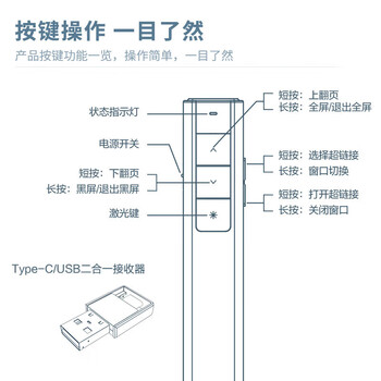 得力 双接口激光翻页笔 教师ppt投影翻页笔教鞭电子笔演讲笔 无线演示翻页器课件笔 黑色2800