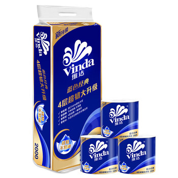 维达（Vinda） 蓝色经典4层200克10卷卫生纸V4073+湿巾1片装*10片 新旧包装