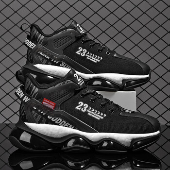 sknw男鞋冬季透气薄款运动跑步网面减震软底老爹椰子潮鞋22003黑色38