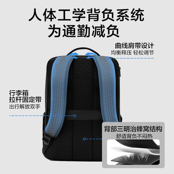 京东京造 商务通勤电脑包 城市探索大容量双肩背包男女 笔记本书包男 黑色