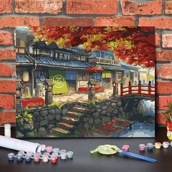 油彩画 郁金香数字油画diy兔子花卉风景丙烯填充油彩画夏花油画定制画画