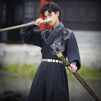 飞鱼服男民族风汉服男锦衣卫腹黑武侠直袖飞鱼服霸气表演服 飞鱼服