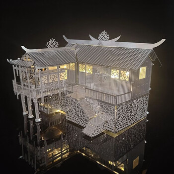 绿野客吊脚楼 3d立体金属建筑拼图diy手工制作启智拼装模型玩具小摆
