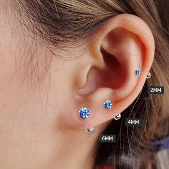 风为茗闪天蓝色耳骨钉女螺丝拧感2023新款潮睡觉免摘耳钉耳三件套礼盒