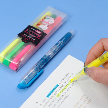 斑马牌 (ZEBRA)透芯直液荧光笔 SPARKY系列单色划线记号笔 彩色手账笔学生标重点记笔 WKP1 3色套装