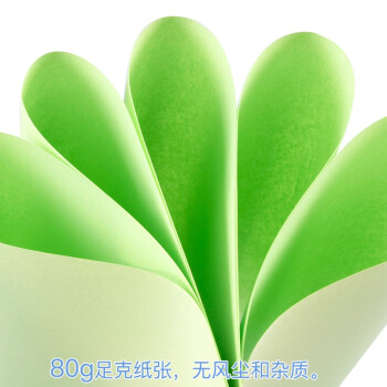 凯萨(KAISA)A4浅绿色复印纸80g彩色打印纸a4 手工纸折纸多用途彩纸100张
