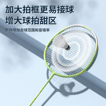 匹克 羽毛球拍对拍碳复合耐打成人学生套装训练比赛拍 海蓝/酸绿