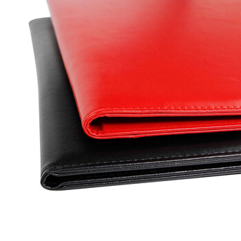金得利A4多功能文件夹双强力夹皮质经理夹秘书夹资料夹房产销售夹签约本商务会议文件合同夹板红色AF1802
