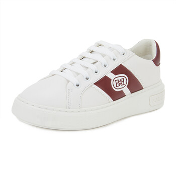 巴利 bally 新年礼物 奢侈品 女士白色牛皮织带b-chain休闲运动鞋