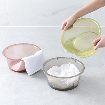 富居透明洗脸盆27cm洗衣盆塑料加厚洗脚盆洗菜盆子(小号）