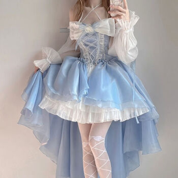 thadine洛丽塔公主裙成人秋季新款蓝色lolita连衣裙洋装设计前短后长