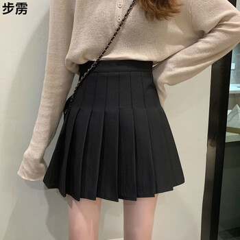 没内衬无打底超短裙松紧高腰小短裙不带安全半身裙子y 黑色-百褶裙