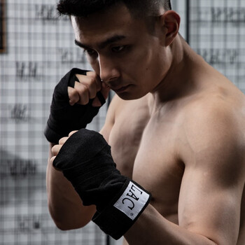 LAC拳击绷带 拳套绑手带散打拳击手格斗搏击手绷带护手弹力棉黑色3米