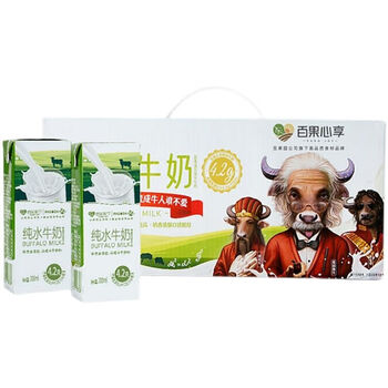 百果心享纯水牛奶纯牛奶200ml10盒箱整箱早餐甜奶百果园纯水牛奶200ml
