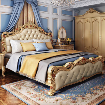 工匠本色欧式皮床18米双人皮床实木床欧式轻奢婚床网红公主床双人15米