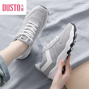 大东春夏新款百搭韩版休闲鞋女时尚百搭运动鞋女跑步鞋学生小白鞋灰色