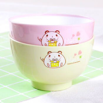 敬相如儿童碗防摔宝宝吃饭碗卡通可爱吃面碗清新可爱米饭碗汤碗塑料