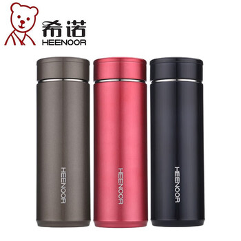 希诺（heenoor）保温杯时尚创意商务办公室泡茶带过滤网 XN-7601-灰色420ml