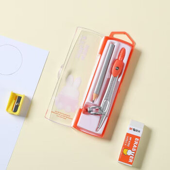 晨光（M&G）米菲系列六角铅笔圆规卡通套装红色考试绘图工具FCS90802 1盒装