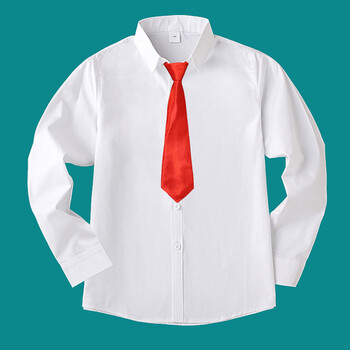 儿童纯白色衬衫男童棉衬衣长袖小男孩中学生校园款服装儿童学院风校服