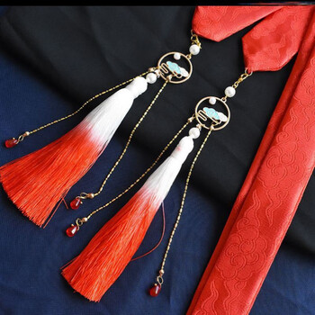 流苏铃铛女超仙飘带绑发束发超长宋制丝带抹额t23深灰色云深不知处红