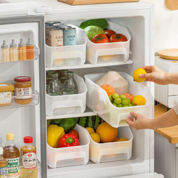 善业冰箱收纳盒无盖抽屉拉式果蔬收纳整理盒透明食品磨砂透明1个装345