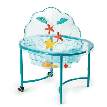台湾原产Weplay儿童沙水玩具透明a蓝沙箱室内外戏水桌可移动可调节高度 晶彩贝壳沙箱