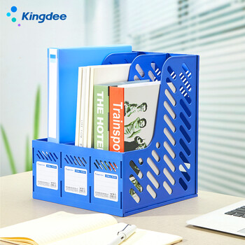 Kingdee金蝶三联镂空桌面文件框栏书立架档案收纳盒 办公室带标签资料文件置物架书本资料收纳 蓝色W3001 Kingdee金蝶三联镂空桌面文件框栏书立架档案收纳盒 办公室带标签资料文件置物架书本资料收纳 蓝色W3001