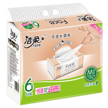 洁柔抽纸 粉Face系列120抽6包*4提M码面巾纸餐巾纸婴儿适用PR078-06