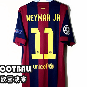 遥任1415巴萨主场球衣10号梅西11内马尔9苏亚雷斯欧冠短袖足球服11