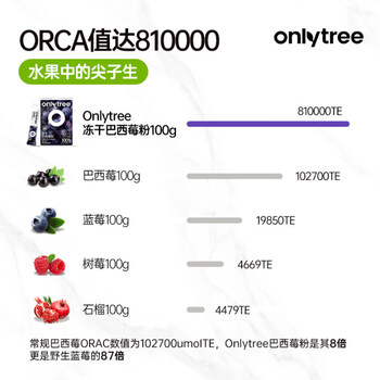 only tree冻干纯巴西莓粉花青素膳食纤维早餐冲饮超级食物代餐粉3.5g*40袋
