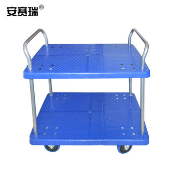安赛瑞 双层平板手推车 搬运仓库物料推车不带护栏62×103cm 1辆 23660