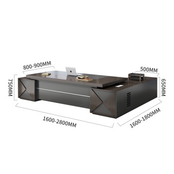 锡田家具老板办公桌椅大班台新中式现代简约板式桌椅组 2.0m老板桌+侧柜