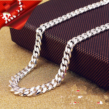 老凤祥六一儿童节银项链s999足银男士马鞭项链女款情侣时尚个性霸气粗