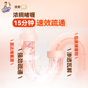 威猛先生 MR MUSCLE管道速效疏通啫喱 强力瓦解厨房堵塞 960ml 325630