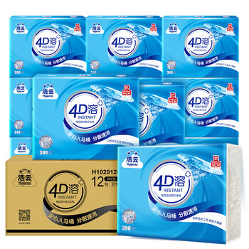 洁云卫生纸 4D溶+390张*12包 速溶压花草纸抽厕纸 替代卷纸 纸巾整箱 洁云卫生纸 4D溶+390张*12包 速溶压花草纸抽厕纸 替代卷纸 纸巾整箱